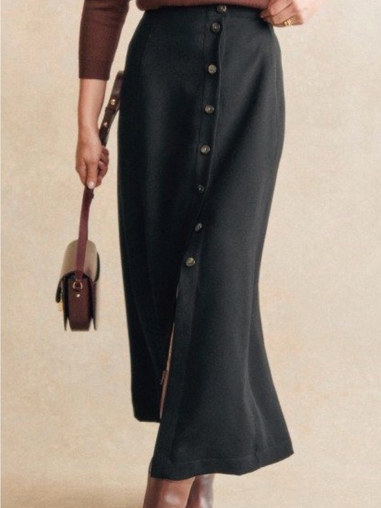 Sezane Dresses & Skirts - Sezane Black Button-Front Maxi Skirt